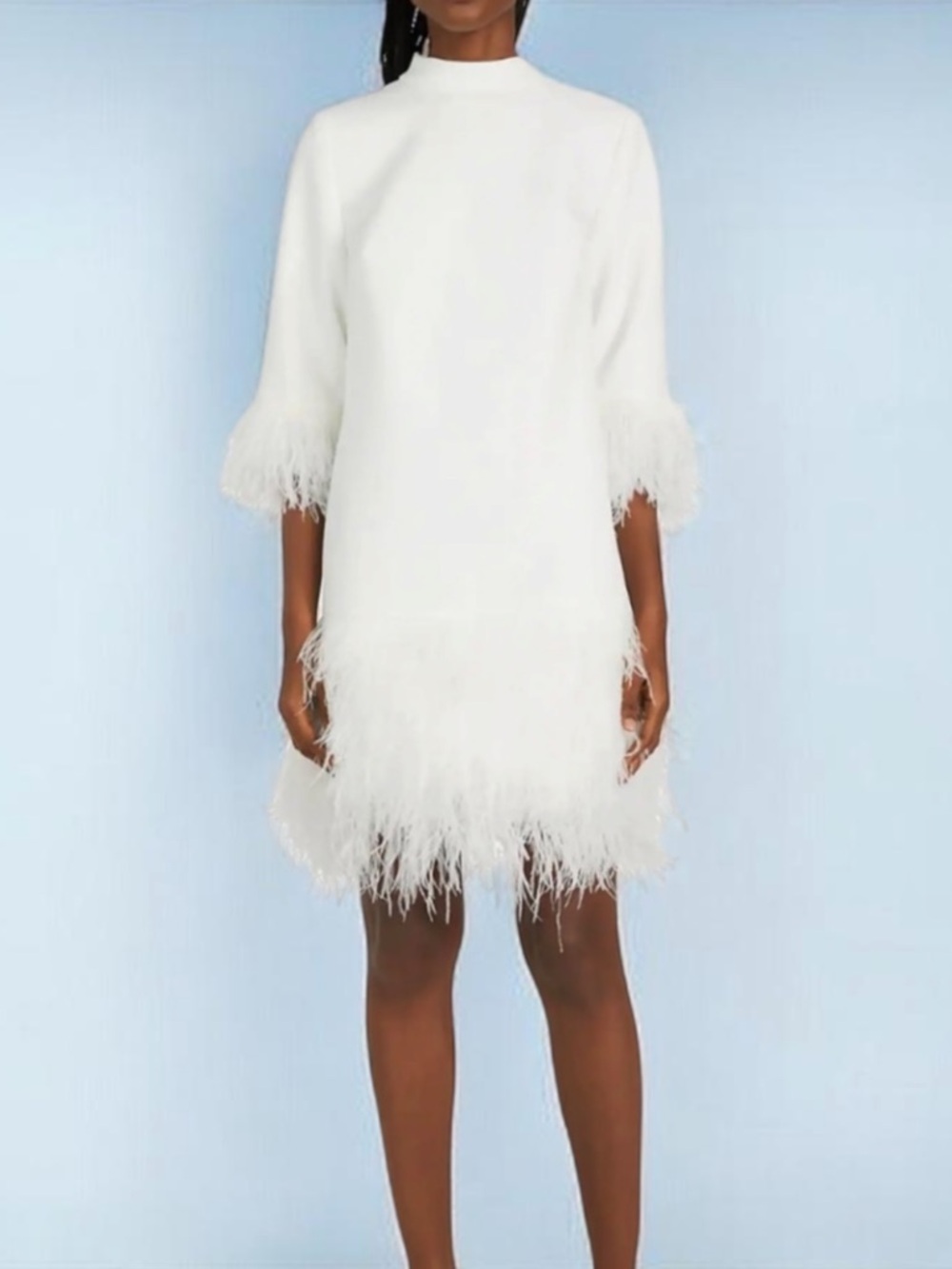 Kate Spade Size 0 White Feather Trim Crepe Dress Bow Back Mini
Bridal Glamorous